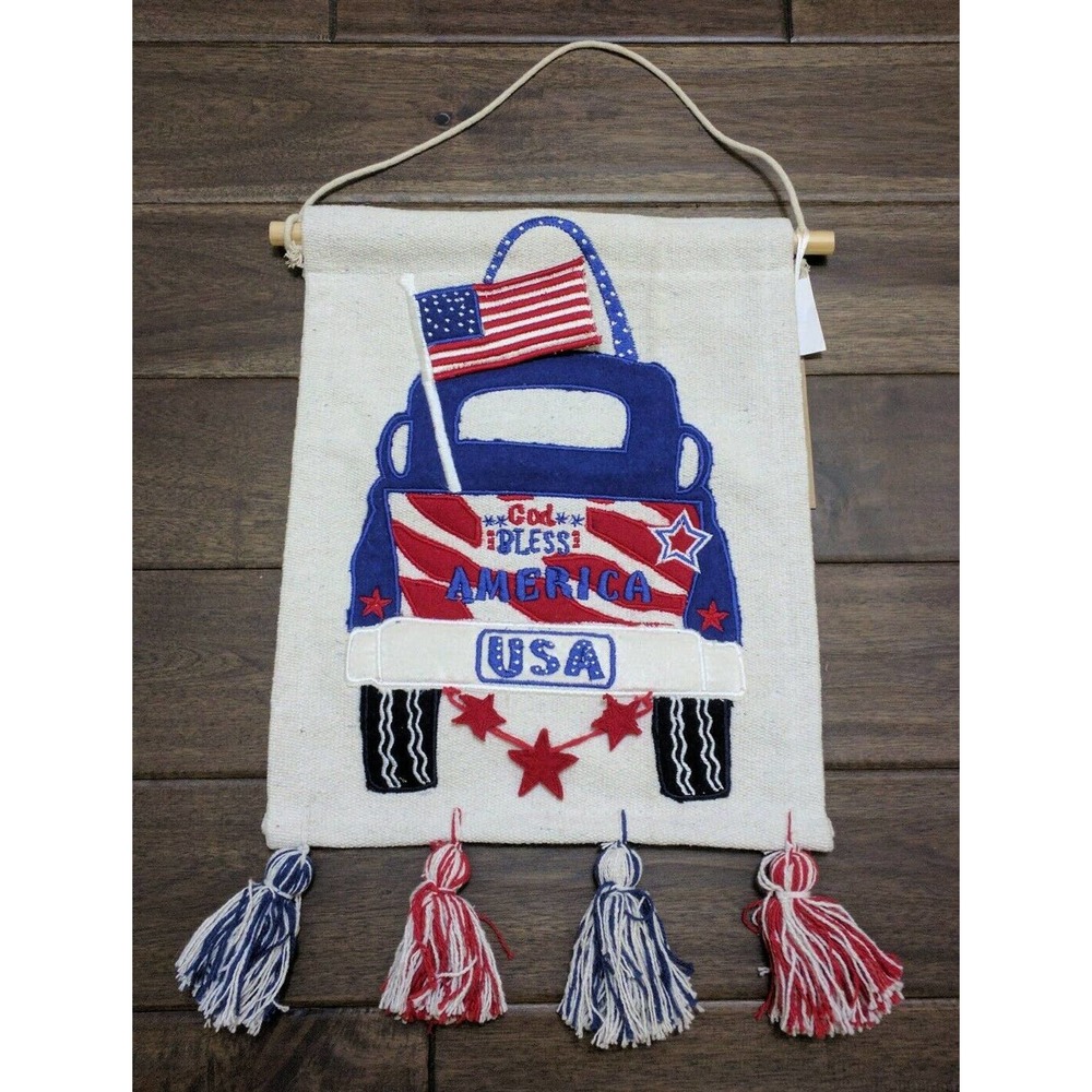 4th July USA Embroidered Applique Woven Banner